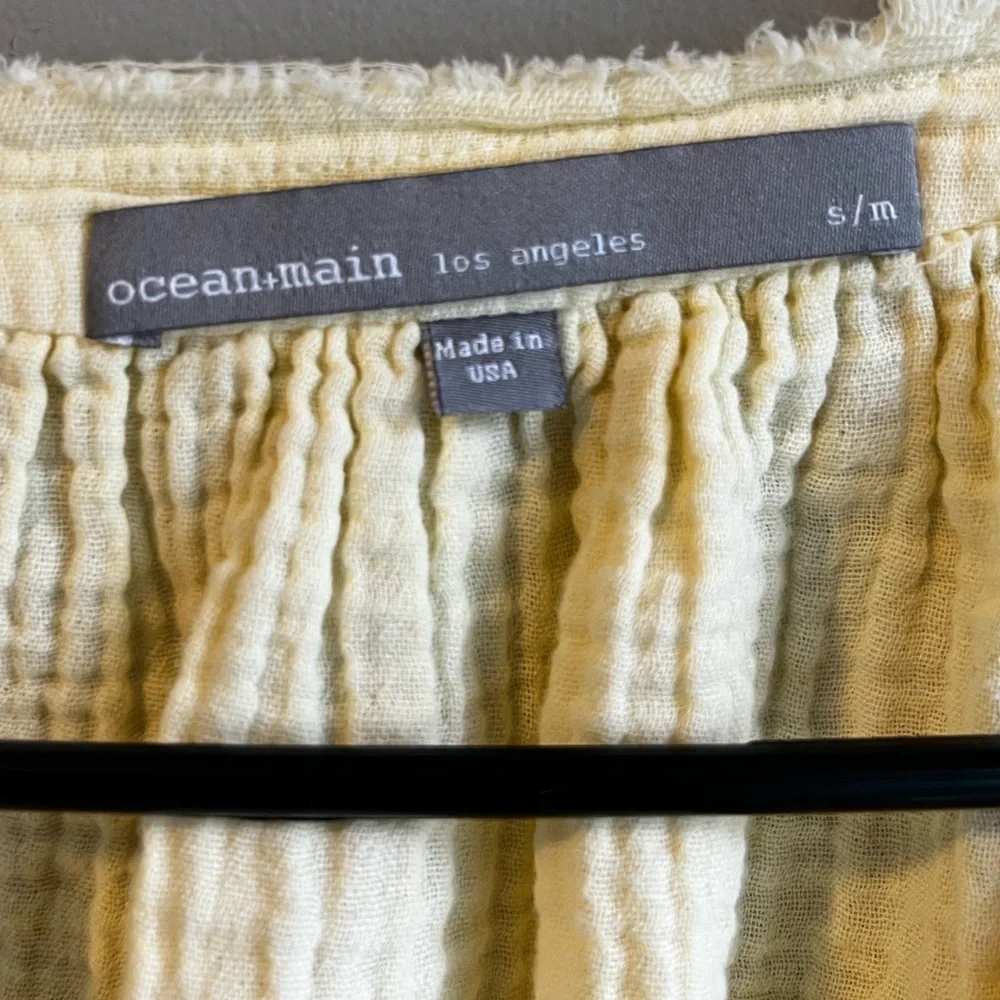 Ocean + Main Yellow Gauze Midi Dress with Pockets S/M - Picture 7 of 11